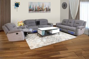 6 Seater Grey Recliner Sofa Set