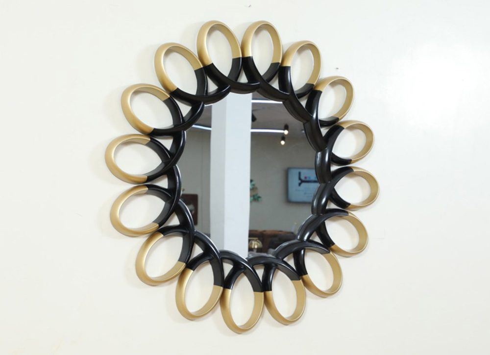 Wall Decor Mirror- Black & Gold (830A