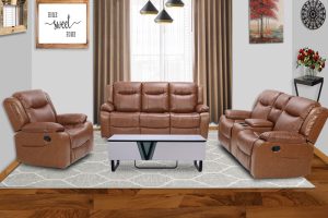 6 Seater Brown Recliner Sofa Set