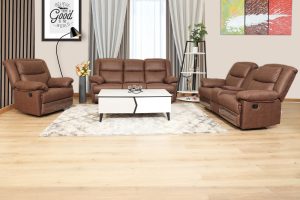 brown Fabric Recliner Sofa Set