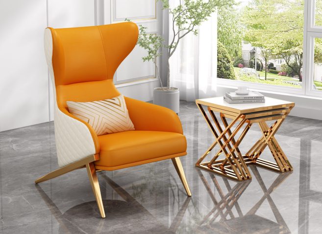 Leisure Chair (11389)- White/Orange