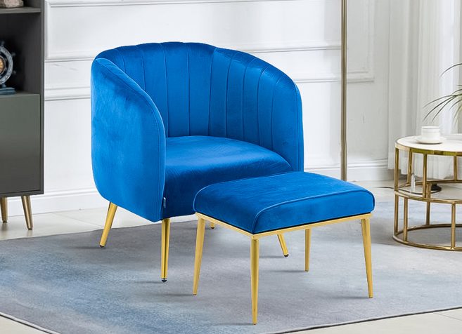 Chair with Ottoman- Blue (DG 1976G + M013)