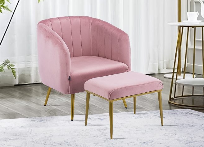 Chair with Ottoman- Pink (DG 1976G + M013)
