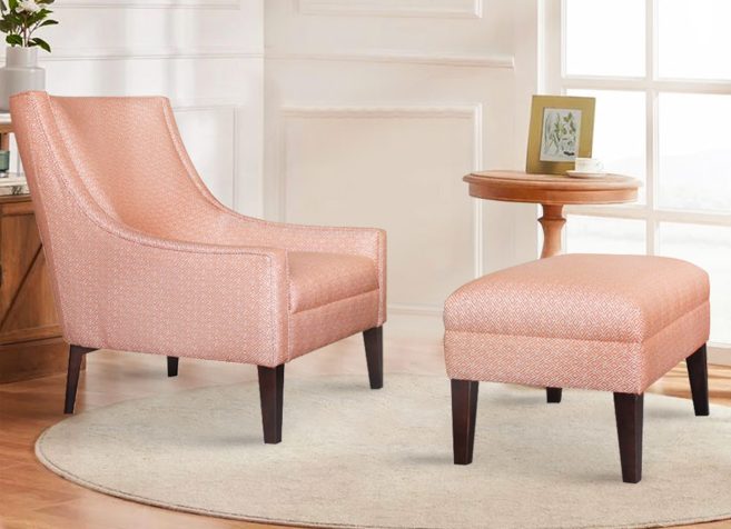Accent Chair + Ottoman Combo- Orange Patterns (DG 8933/8934)