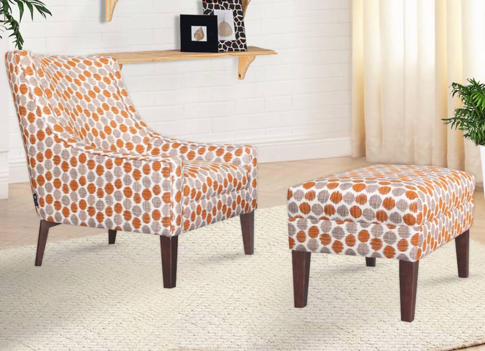 Accent Chair + Ottoman Combo- Orange Patterns (DG 8937/8938)