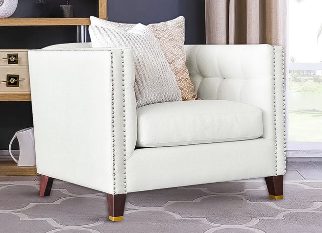 Cream Fabric Accent Chair