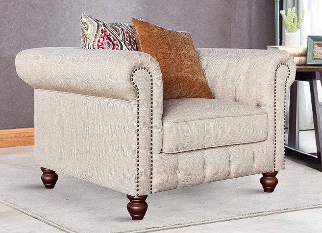 Light Brown Fabric Accent Chair