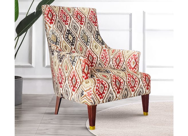 Light Brown/Florals Fabric Accent Chair