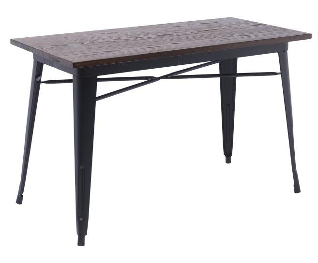 Metal Bistro Table (DG M6012075) Elm Wood Top- Matt Black