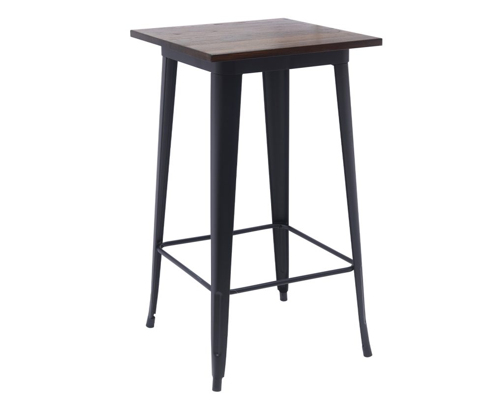 Metal Bistro Table (DG M6060105) Elm Wood Top- Matt Black