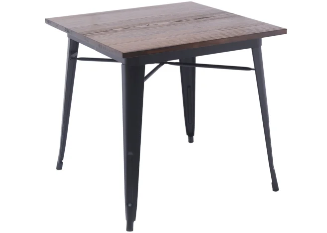 Metal Bistro Table (DG M808075) Elm Wood Top- Matt Black