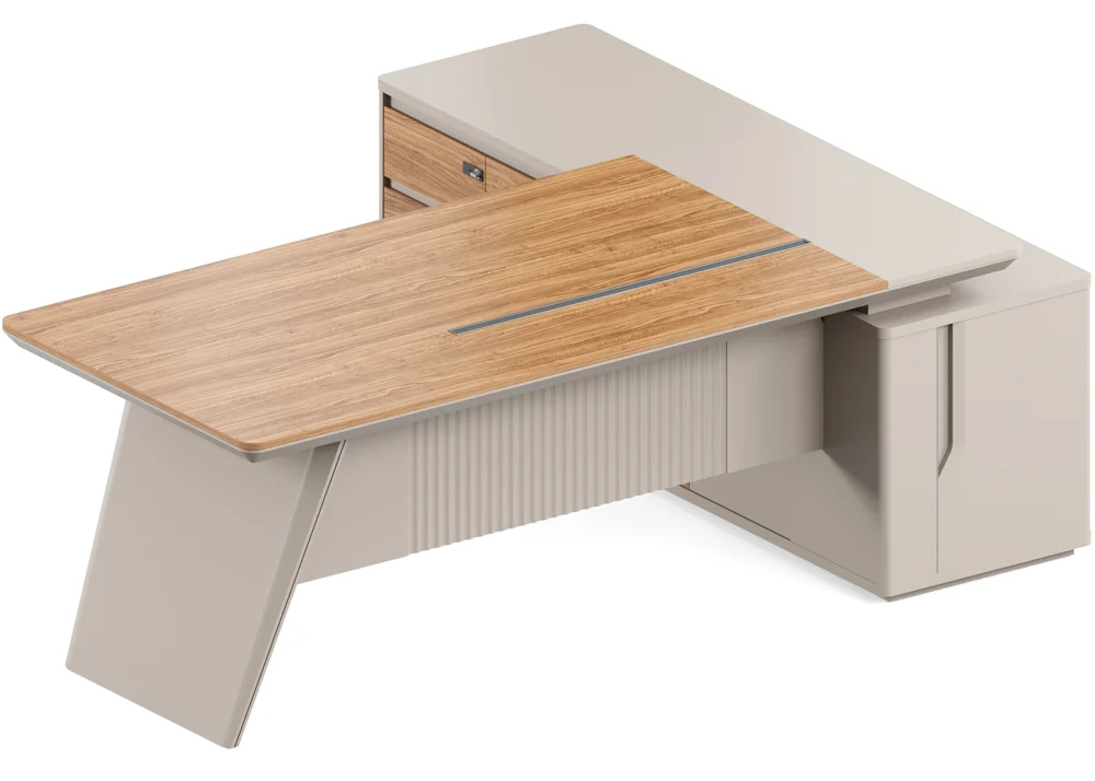 EXECUTIVE OFFICE DESK- GOLDEN SANDALWOOD/SEAGULL GREY (51MJS006 24) - Image 2