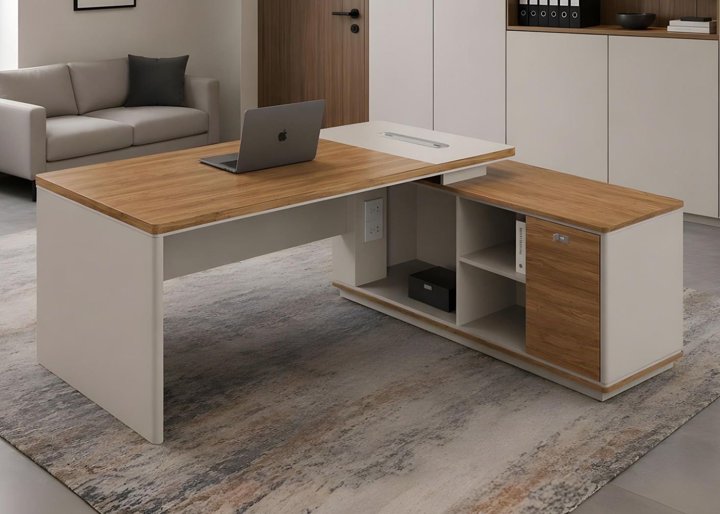 EXECUTIVE OFFICE DESK- GOLDEN SANDALWOOD/SEAGULL GREY (51NPL006 20) - Image 3