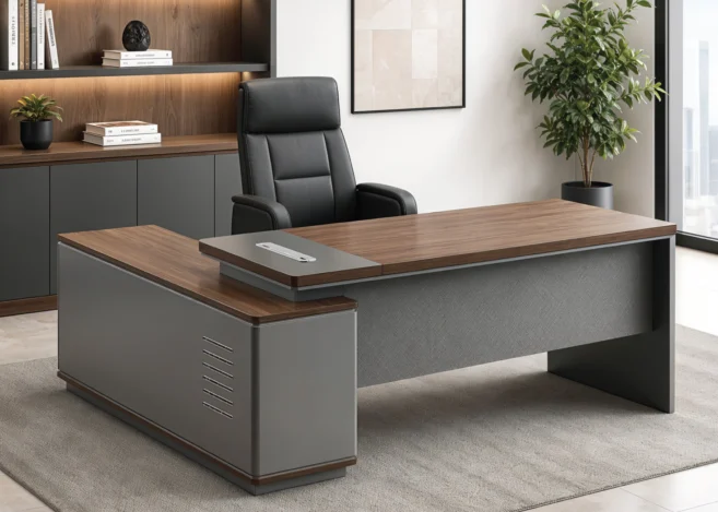 EXECUTIVE OFFICE DESK- PARI WALNUT/ADVANCED GREY (55NPL006 18)