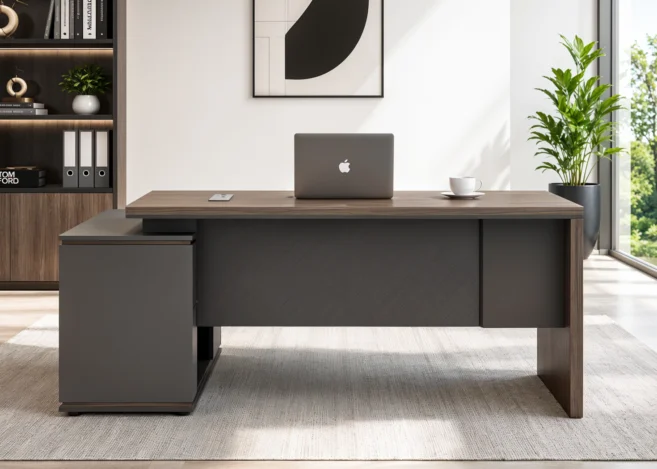 EXECUTIVE OFFICE DESK- PARI WALNUT/ADVANCED GREY (61NAD001 18)