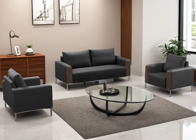 KANSAS 5 SEATER OFFICE SOFA SET-BLACK