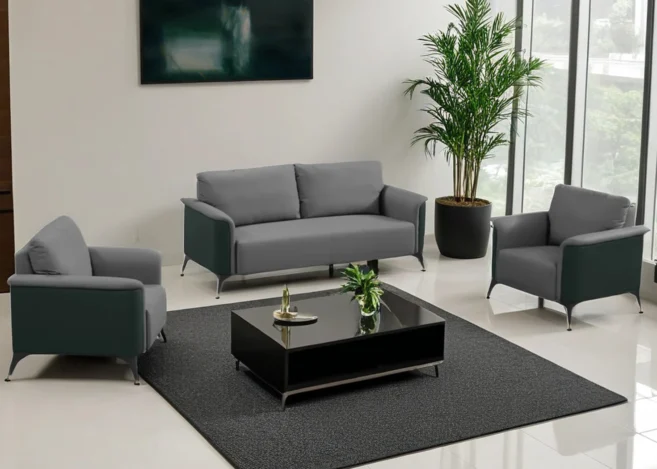 VAMOS 5 SEATER OFFICE SOFA SET-GREY/GREEN