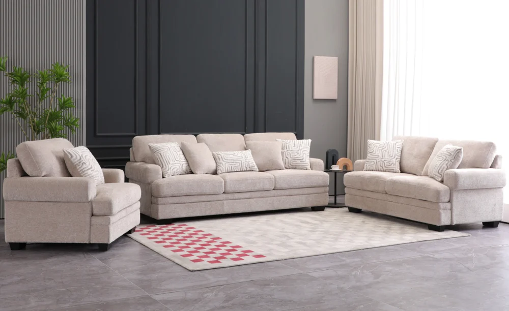 ORLEANS 6/7 SEATER FABRIC SOFA- BEIGE - Image 2