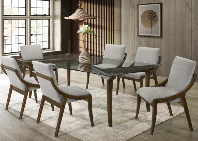 NODI GLASS TOP 6 SEATER DINING SET