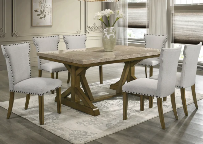XAVIER 6 SEATER MARBLE DINING SET