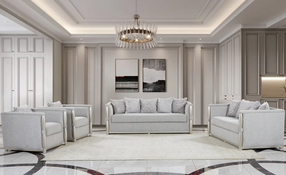 7 SEATER FABRIC SOFA- GREY (NC965B)