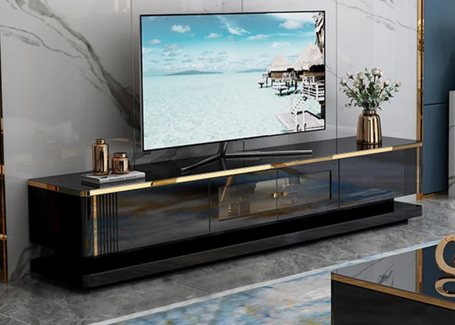 TV STAND- BLACK/GOLD (90432)