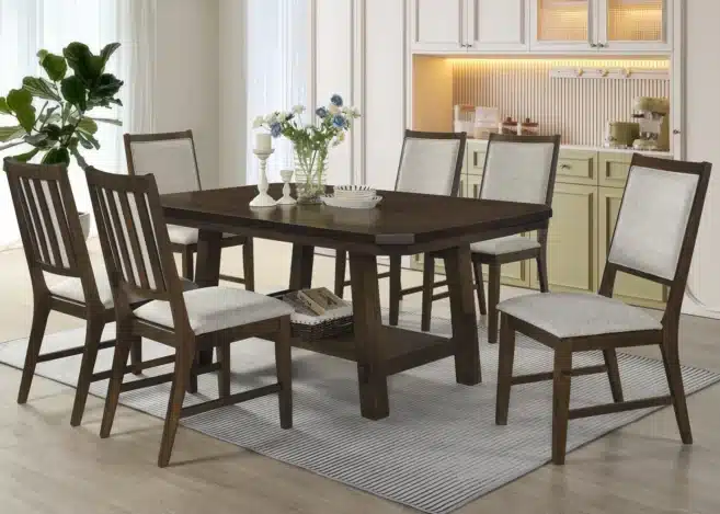 SODIE 6 SEATER DINING SET-ALMOND BROWN