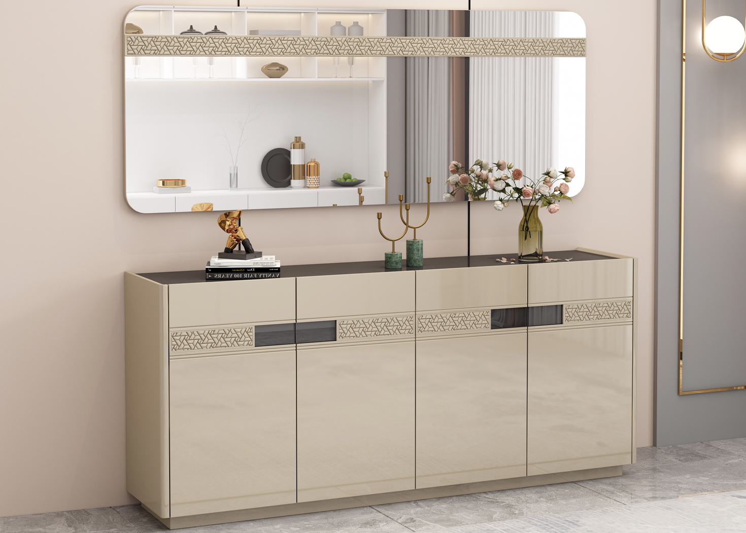 BUFFET CABINET+MIRROR (92495)