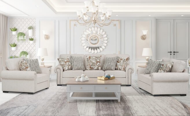 GRECIA 6/7 SEATER FABRIC SOFA- IVORY