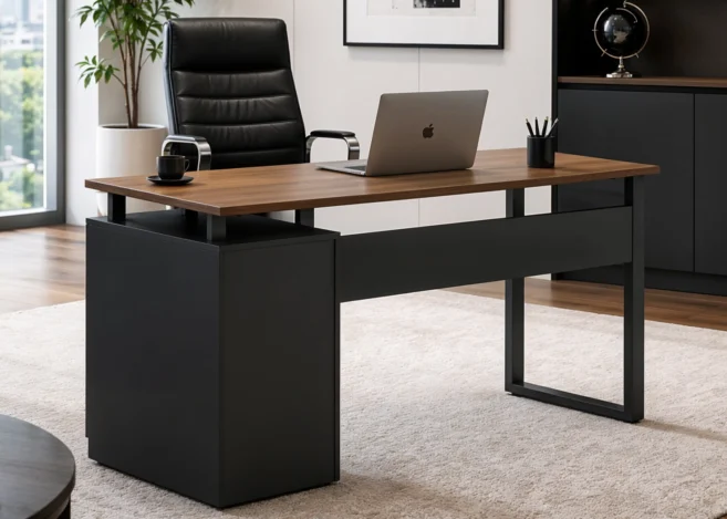 OFFICE DESK- BROWN OAK/BLACK (DG-3818)