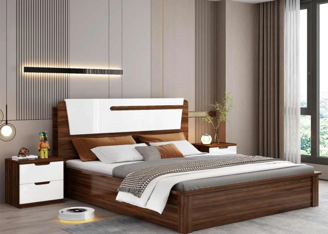 Walnut Accord King Size Storage Bed (DG 1605B)