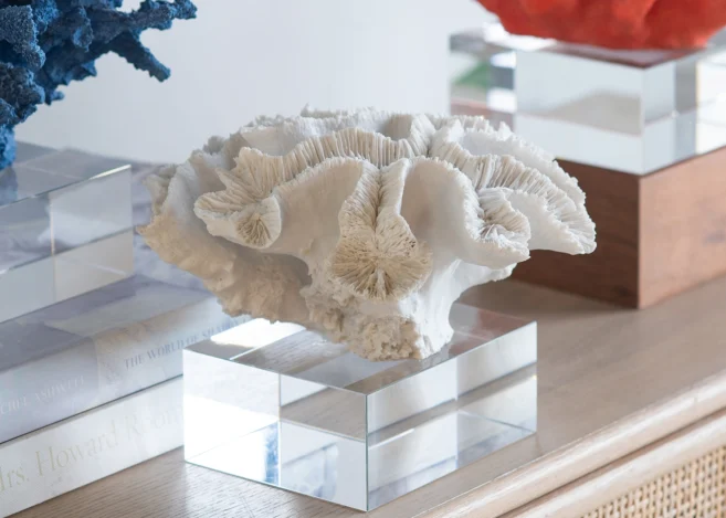 FAUX CORAL WITH GLASS BASE (70301)