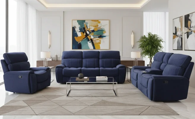 MARINA 6/7 SEATER RECLINER SOFA SET-NAVY