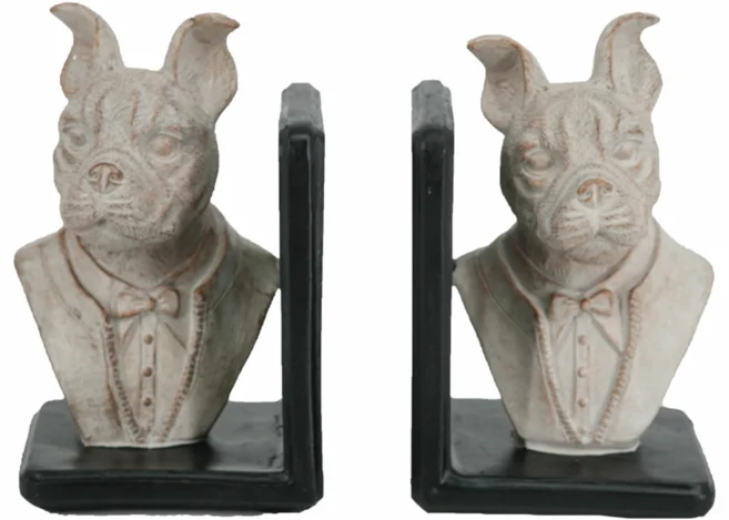S/2 5X4X7.5" DOG HEAD BOOKENDS (72427)