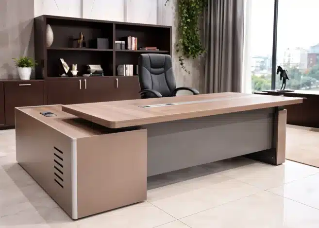 2M EXECUTIVE OFFICE DESK- ROYAL TEAK/ADVANCED GREY (57NHS009)