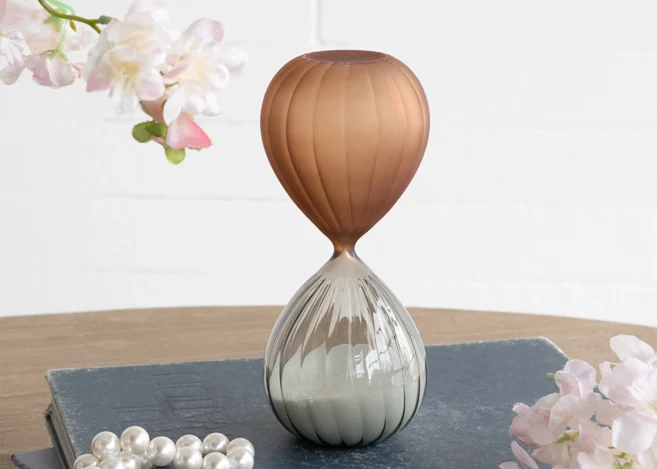 30-MINUTE MATTE COPPER/GREY HOURGLASS,WHITE SAND (B0001)