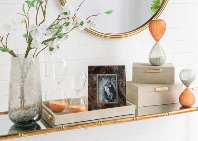 30-MINUTE MATTE COPPER/GREY HOURGLASS,WHITE SAND (B0001)