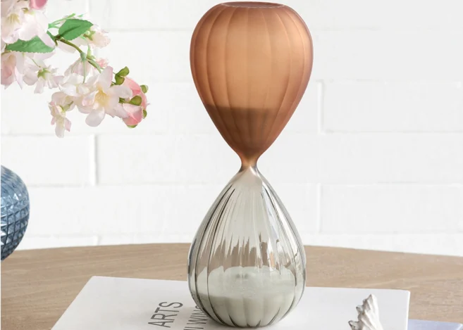 45-MINUTE MATTE COPPER/GREY HOURGLASS,WHITE SAND (B0002)