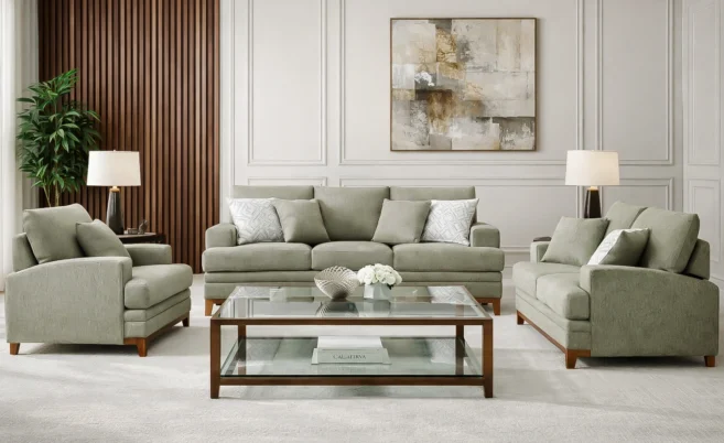 CANARY 6/7 SEATER FABRIC SOFA -GREEN