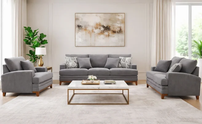 CANARY 6/7 SEATER FABRIC SOFA -GREY