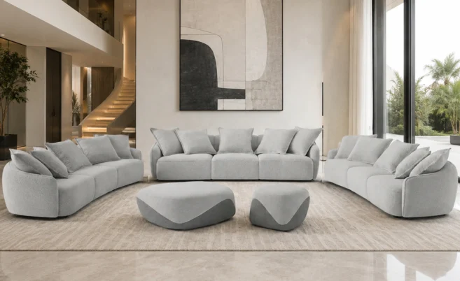 MARTIAN 9 SEATER FABRIC SOFA (3+3+3+2 OTTOMANS)