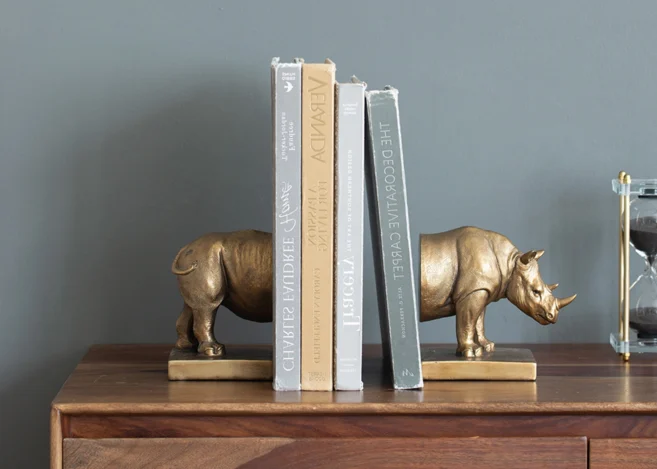 S/2 11X4.5X6" BOOKENDS,RHINOCEROS (77334)