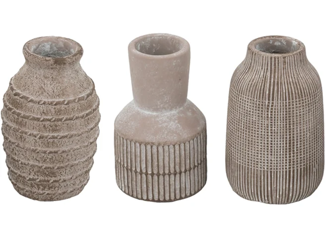 S/3 SMALL VASE A:3.7X3.7X6" B:3.5X3.5X6" C:3.7X3.7X6" (C8393)
