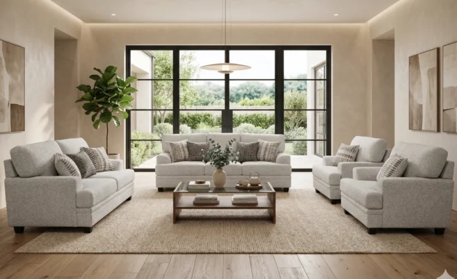 CHICAGO 6/7 SEATER FABRIC SOFA - CAPPUCINO
