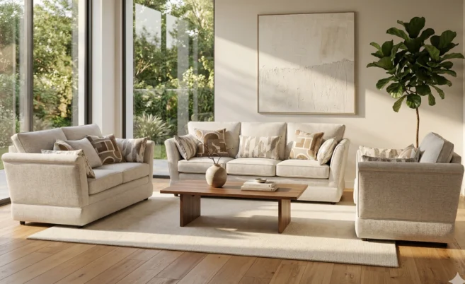SIERRA 6/7 SEATER FABRIC SOFA - LATTE
