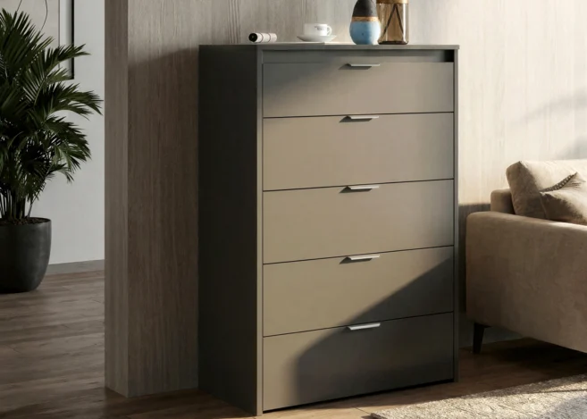 5 DRAWER CHEST-MATT GREY (JL-02041)