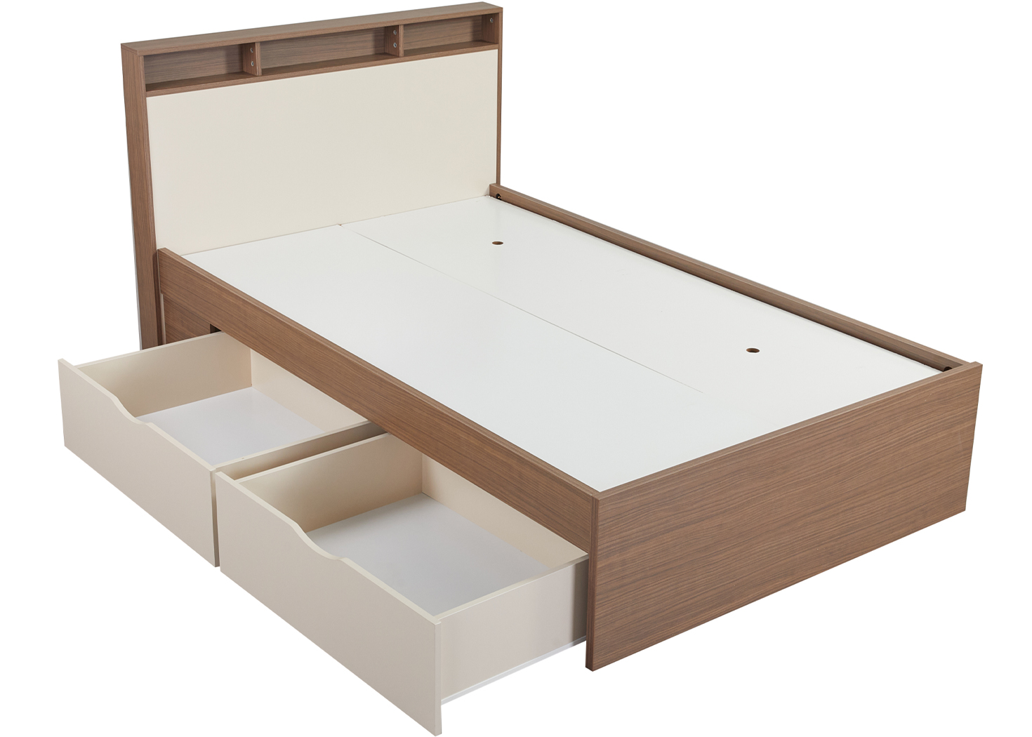 SINGLE BED WITH 2 DRAWER STORAGE- WALNUT (JL-01070) - Image 3