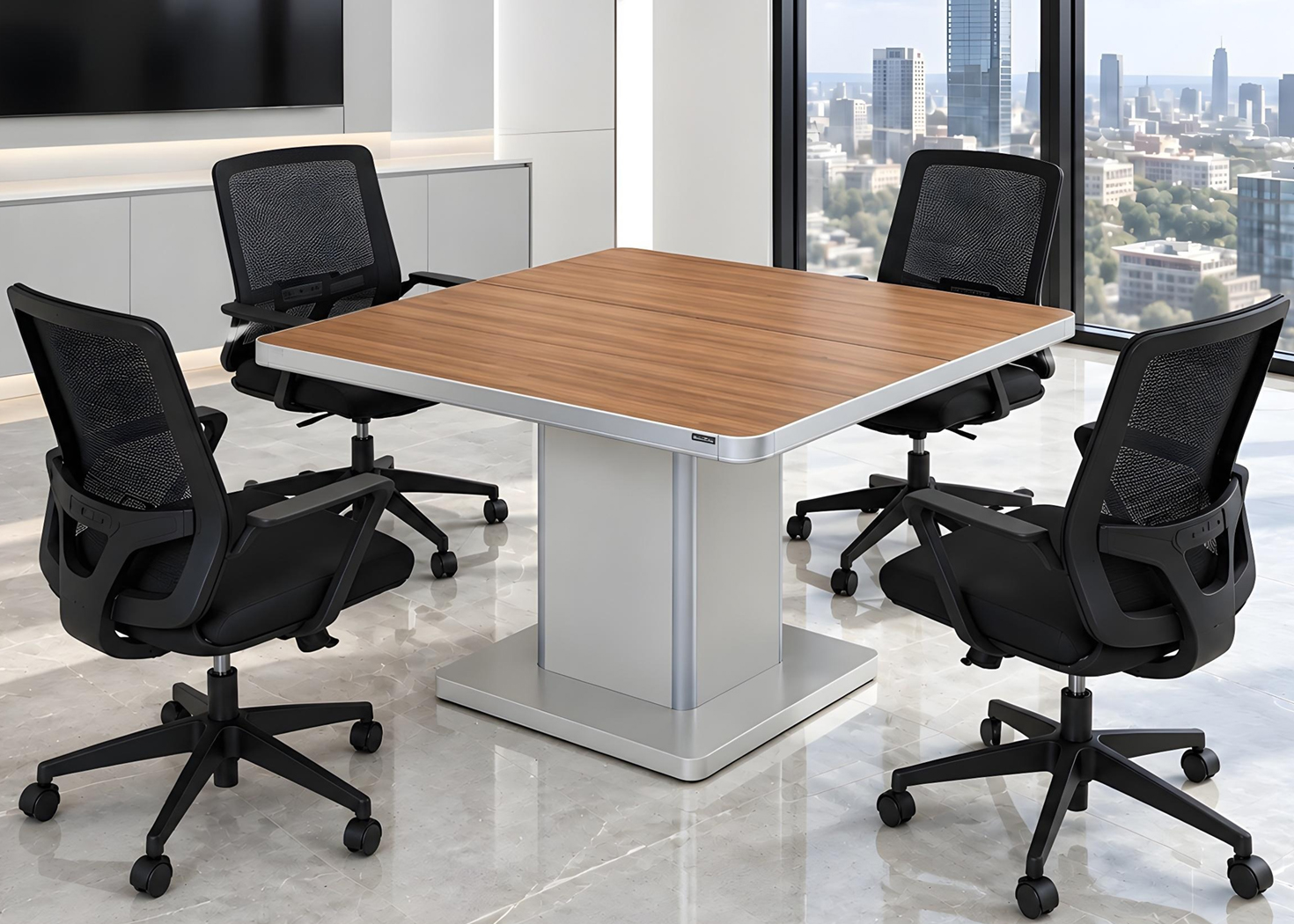 1M MEETING TABLE- GOLDEN SANDALWOOD/SEAGULL GREY (57EHS001)