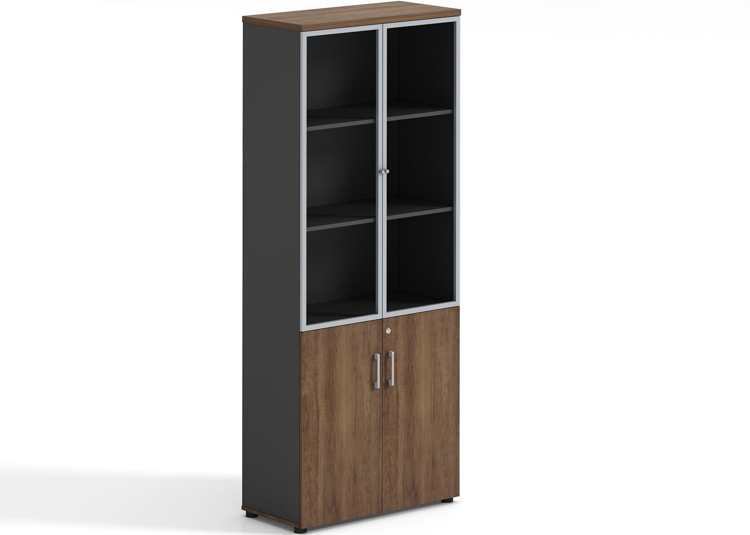 2 DOOR FILING CABINET- BROWN OAK/DARK GREY  (DG 9124)