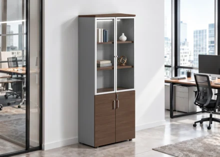 2 DOOR FILING CABINET- PARI WALNUT/ADVANCED GREY (30BZJ007)